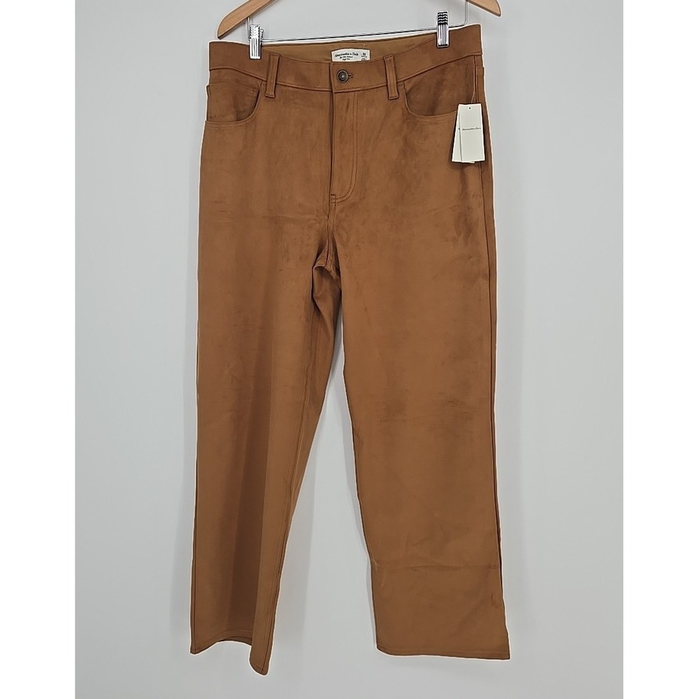 NWT $110 Abercrombie & Fitch Womens 32 Faux Suede '90s Relaxed High Rise Pants